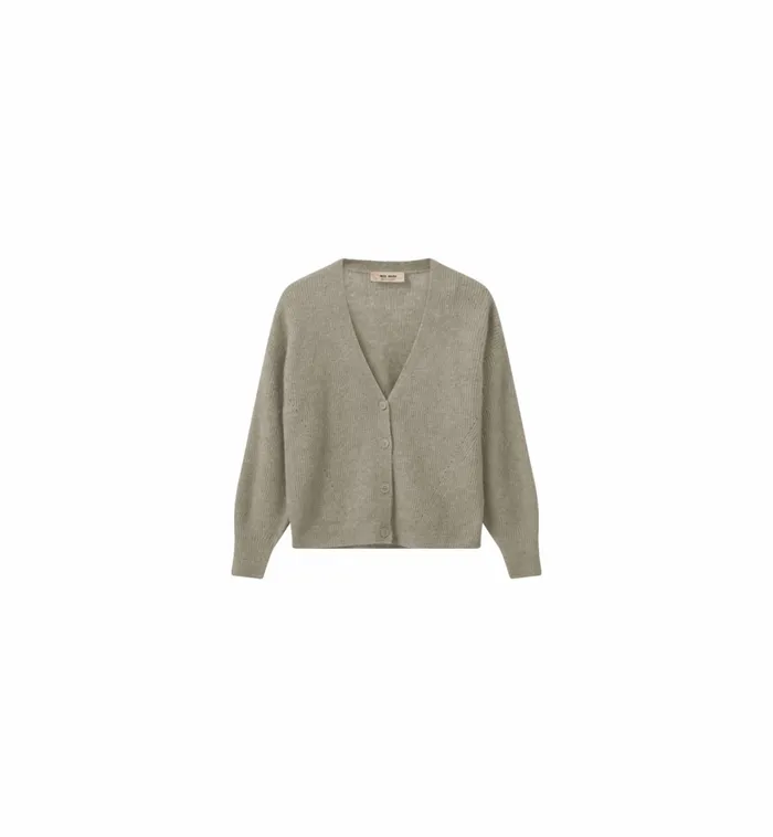 MOS MOSH MMThora VNeck Knit Cardigan Feather Gray Women Knits MOS MOSH MMThora VNeck Knit Cardigan Feather Gray Women Knits