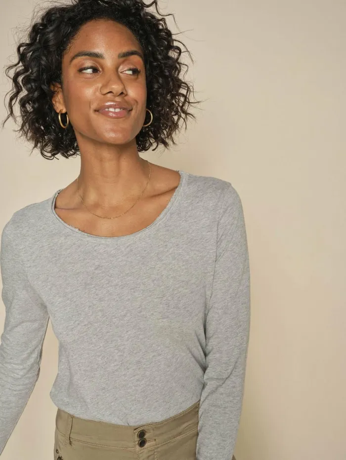 MOS MOSH MMtulli OLS Basic Tee Grey Melange Women Tees