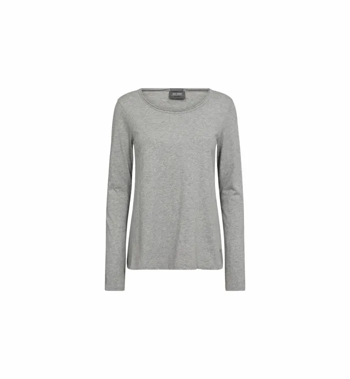 MOS MOSH MMtulli OLS Basic Tee Grey Melange Women Tees MOS MOSH MMtulli OLS Basic Tee Grey Melange Women Tees