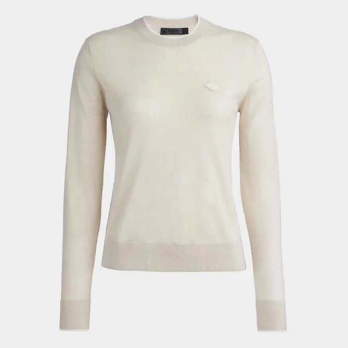 Mother Golfer Merino Wool Crewneck Sweater Stone Heather Women GFORE Tops
