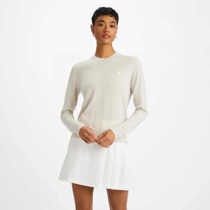 Mother Golfer Merino Wool Crewneck Sweater Stone Heather Women GFORE Tops