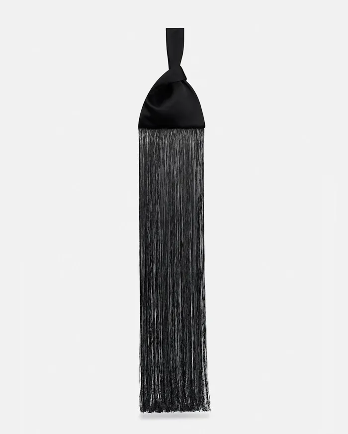Nanushka Bags WomenMen Jen Mini Fringe Tech Satin Clutch Bag Black