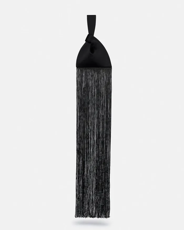 Nanushka Bags WomenMen Jen Mini Fringe Tech Satin Clutch Bag Black