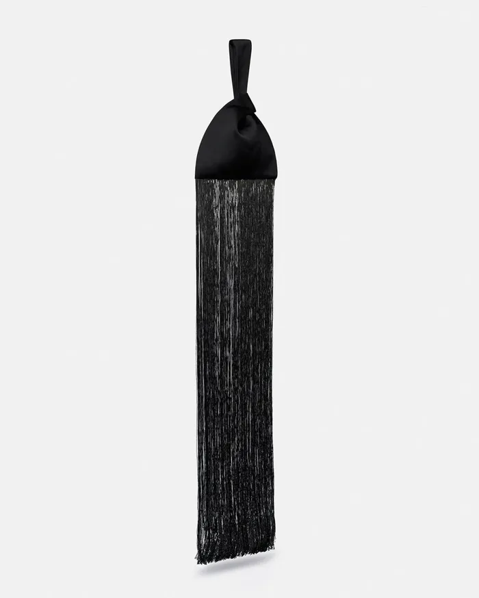 Nanushka Bags WomenMen Jen Mini Fringe Tech Satin Clutch Bag Black