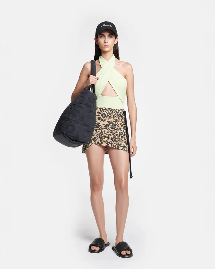 Nanushka Bottoms Women Baruba Printed CottonVoile Wrap Mini Skirt Leopard