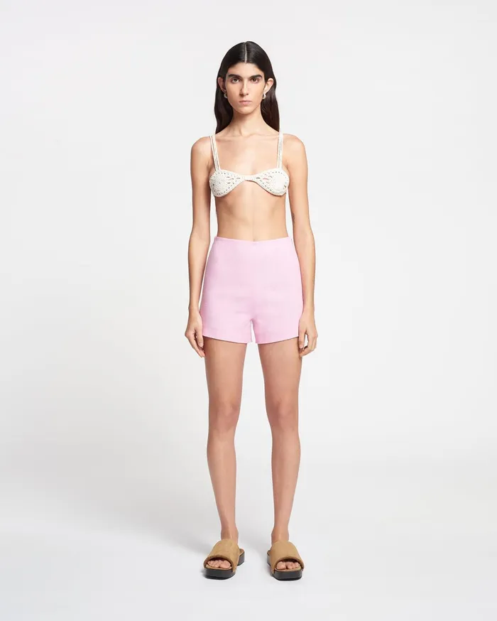 Nanushka Bottoms Women Elza Silk Viscose Tweed Shorts Orchid
