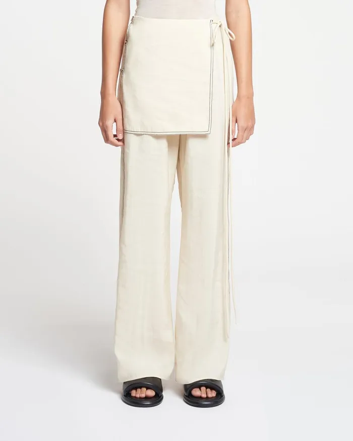 Nanushka Bottoms Women Evea Glass Poplin Pants Oat