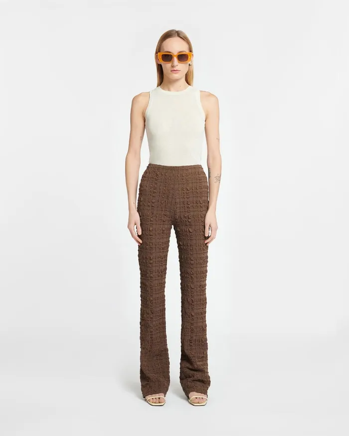 Nanushka Bottoms Women Juna Seersucker Pants Dark Brown