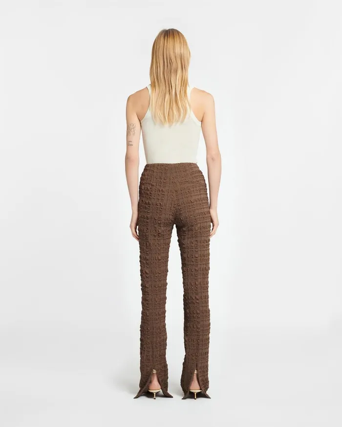 Nanushka Bottoms Women Juna Seersucker Pants Dark Brown