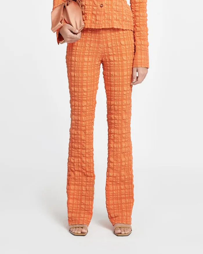 Nanushka Bottoms Women Juna Seersucker Pants Sunset Orange