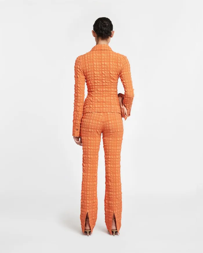Nanushka Bottoms Women Juna Seersucker Pants Sunset Orange
