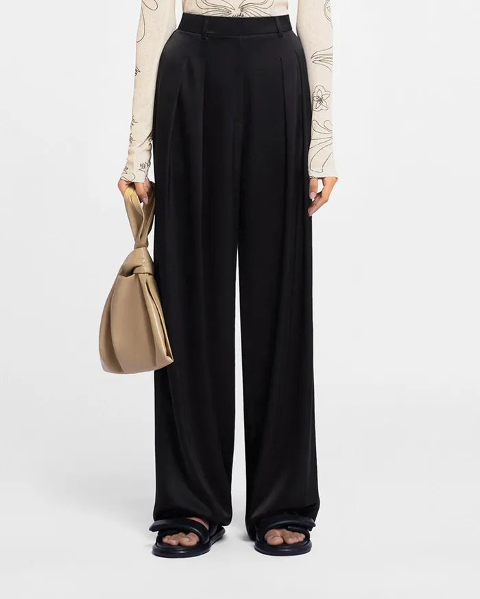 Nanushka Bottoms Women Lynda Pleated Slip Satin Pants Black