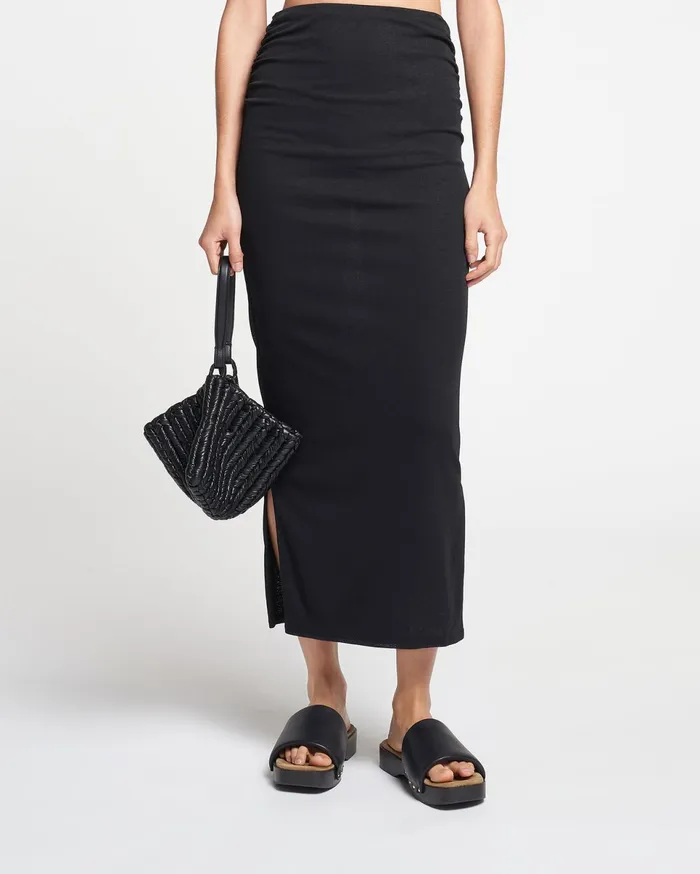 Nanushka Bottoms Women Norine Ruched MeshJersey Midi Skirt Black