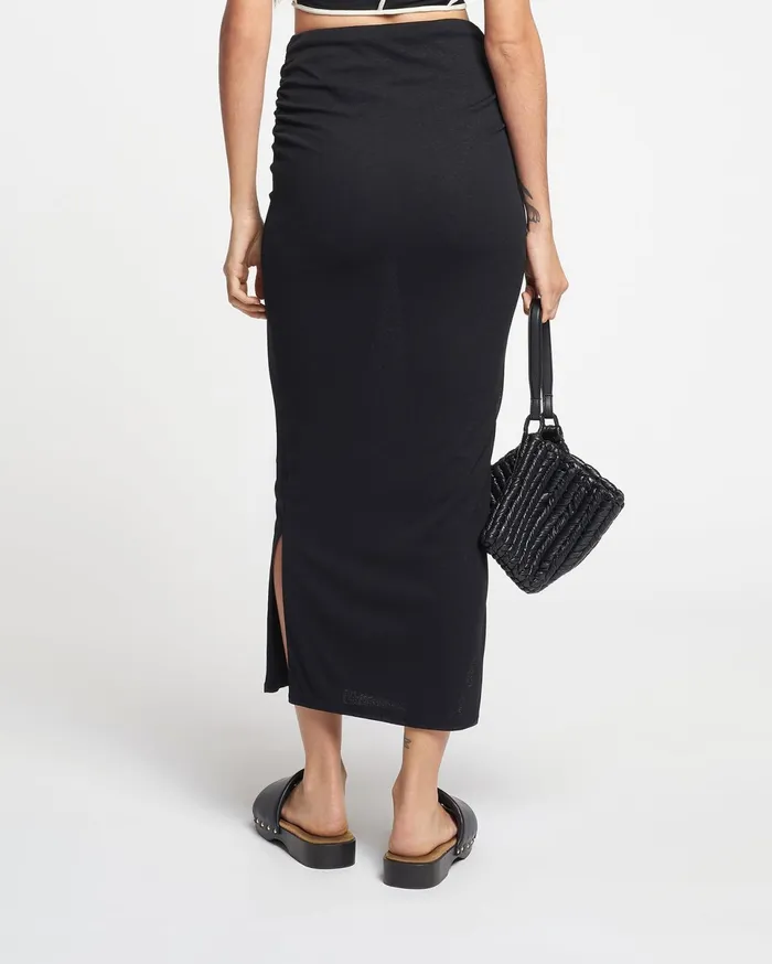 Nanushka Bottoms Women Norine Ruched MeshJersey Midi Skirt Black