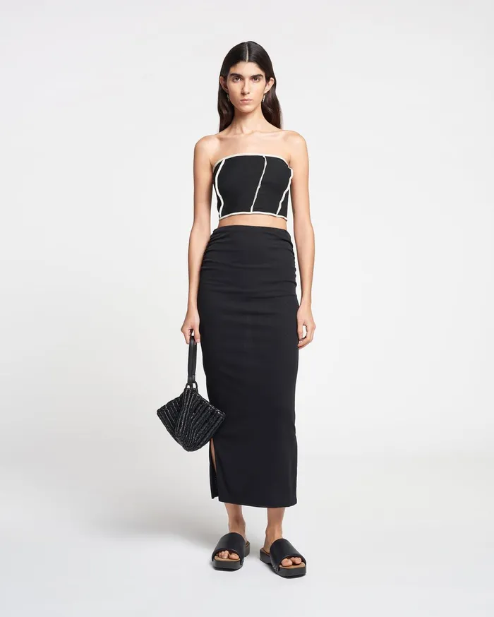 Nanushka Bottoms Women Norine Ruched MeshJersey Midi Skirt Black