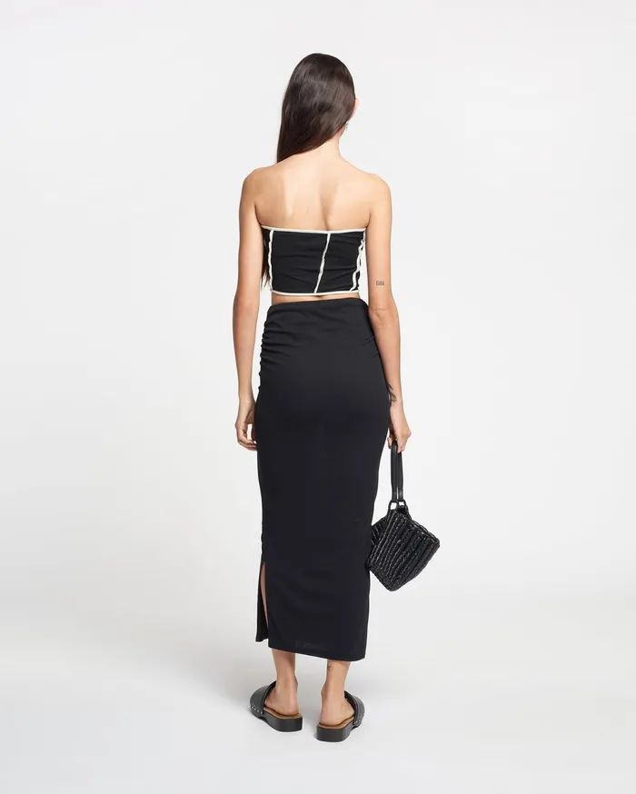 Nanushka Bottoms Women Norine Ruched MeshJersey Midi Skirt Black