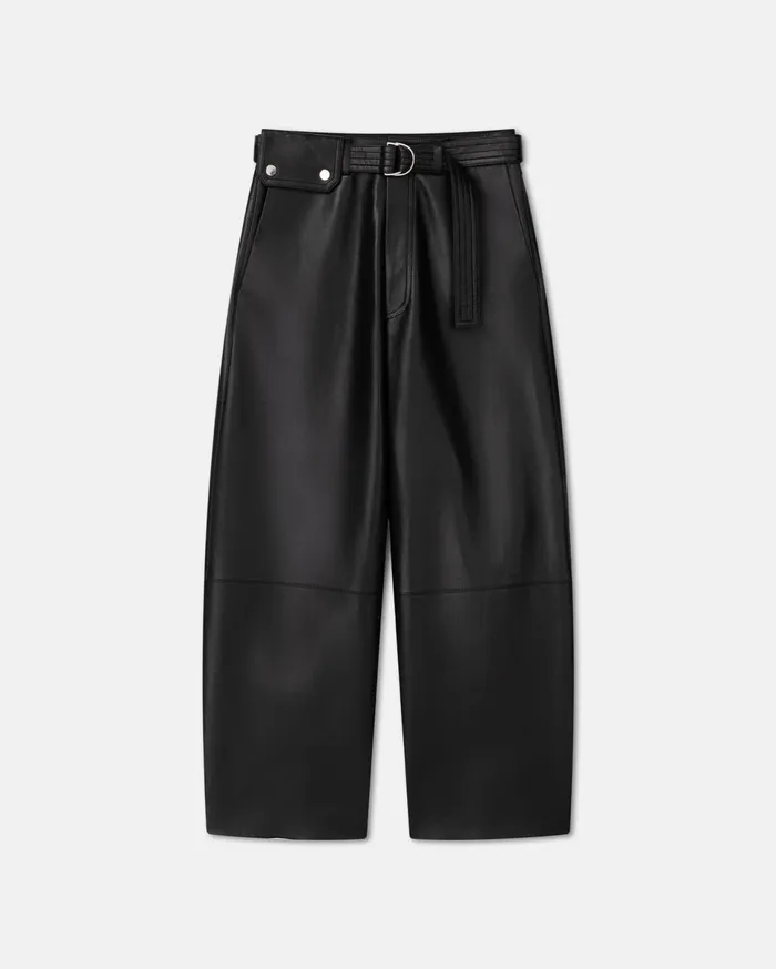 Nanushka Bottoms Women Sanna Belted Regenerated Leather Pants Black