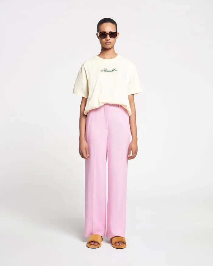 Nanushka Bottoms Women Zoelle Silk Viscose Tweed Pants Orchid