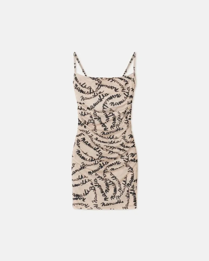 Nanushka Dresses Women Adie MeshJersey Dress Scribble Logo