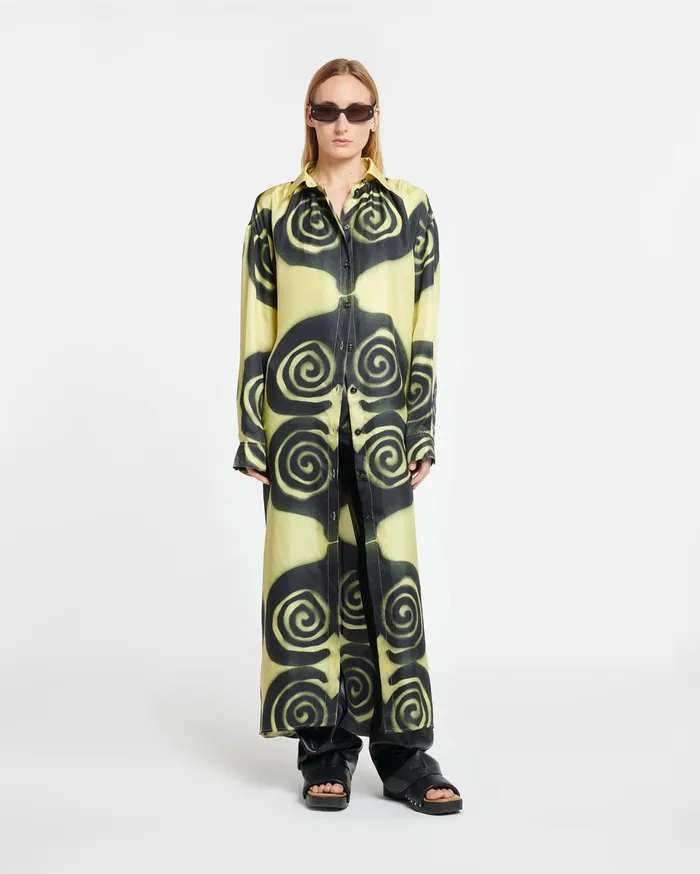 Nanushka Dresses Women Angy Printed SilkTwill Shirt Dress Spiral Spray
