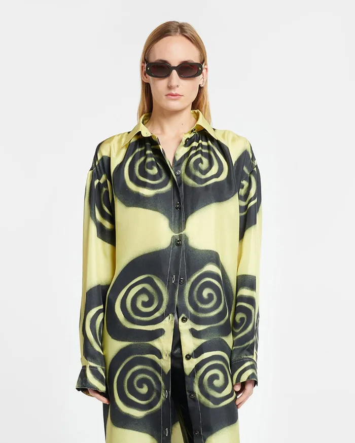 Nanushka Dresses Women Angy Printed SilkTwill Shirt Dress Spiral Spray