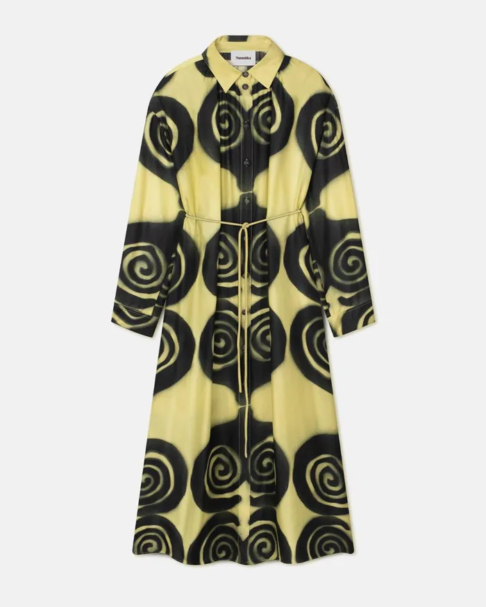 Nanushka Dresses Women Angy Printed SilkTwill Shirt Dress Spiral Spray