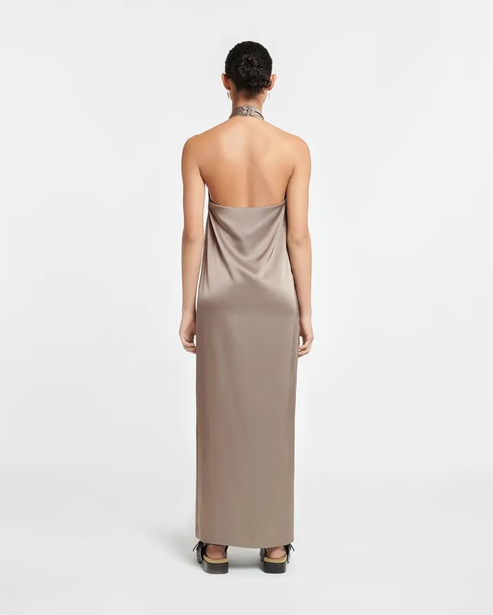 Nanushka Dresses Women Elima Slip Satin Halterneck Dress Clay