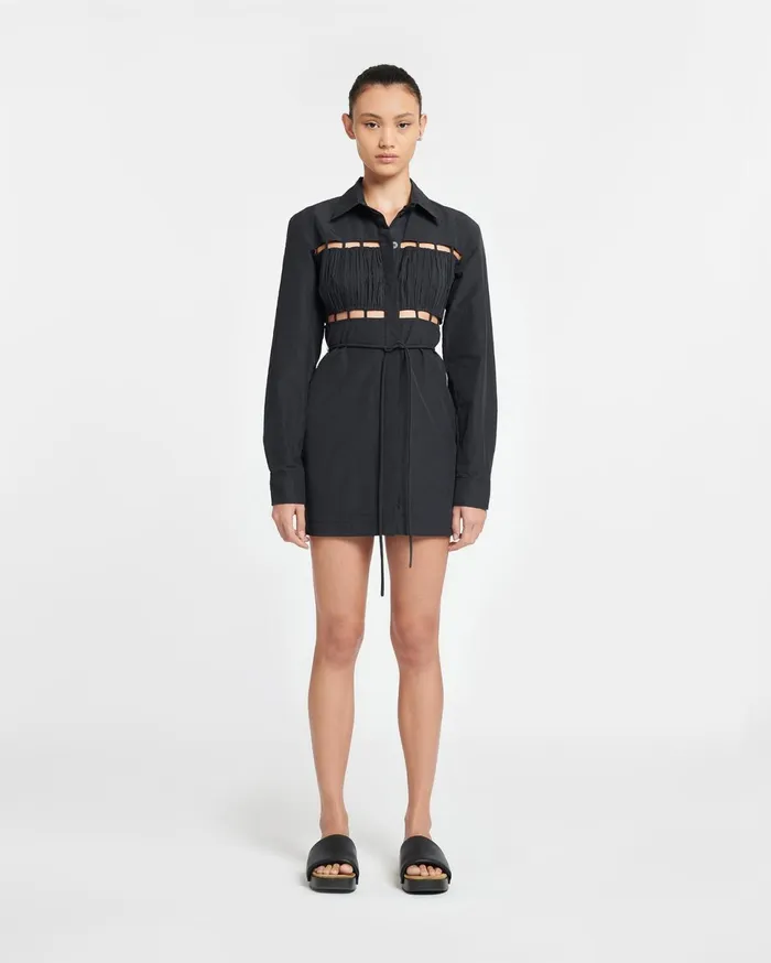 Nanushka Dresses Women Genea Pleated Poplin Shirt Dress Black