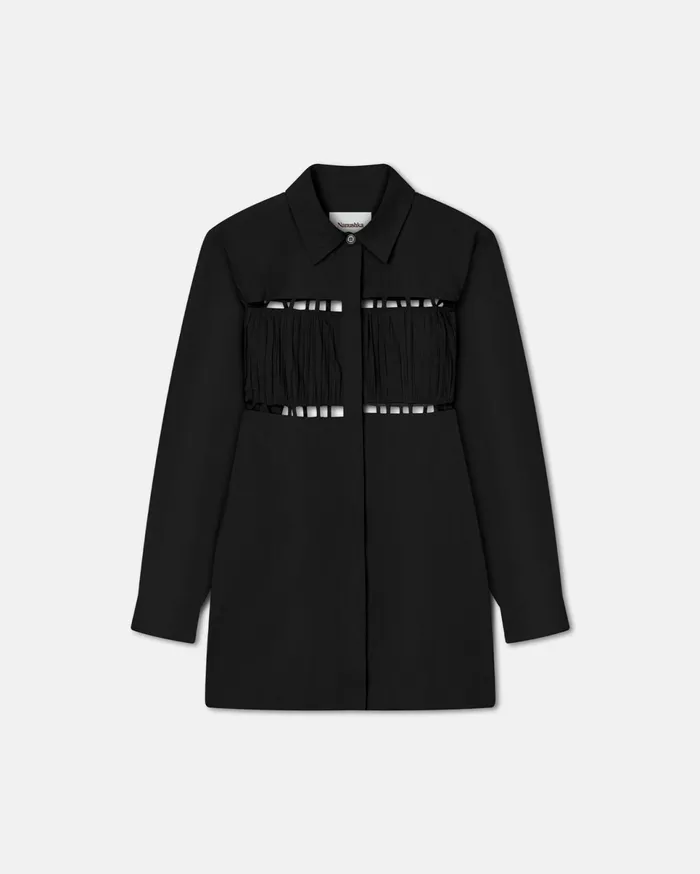 Nanushka Dresses Women Genea Pleated Poplin Shirt Dress Black