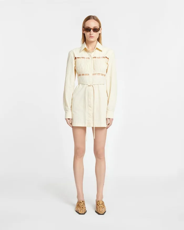 Nanushka Dresses Women Genea Pleated Poplin Shirt Dress Creme