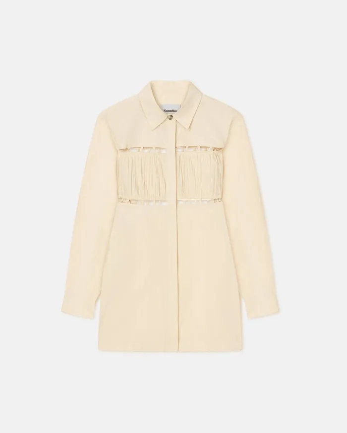 Nanushka Dresses Women Genea Pleated Poplin Shirt Dress Creme