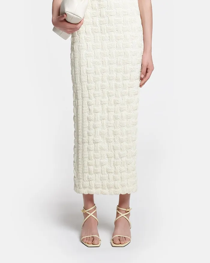 Nanushka Dresses Women Haylen Seersucker Tech Linen Midi Dress Creme