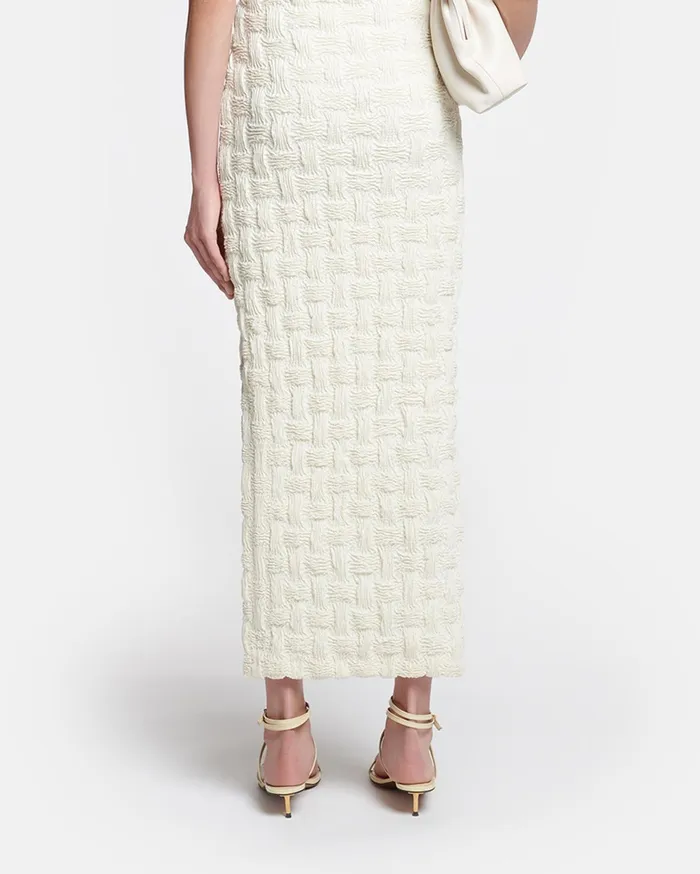 Nanushka Dresses Women Haylen Seersucker Tech Linen Midi Dress Creme