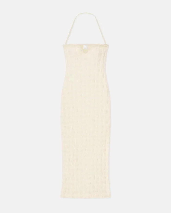Nanushka Dresses Women Haylen Seersucker Tech Linen Midi Dress Creme