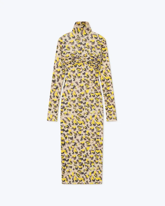 Nanushka Dresses Women Manja Sale MeshJersey Midi Dress Watercolor Leopard