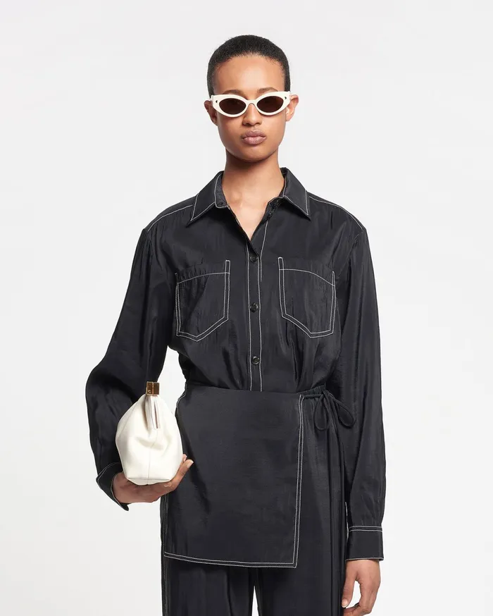 Nanushka Dresses Women Metta Glass Poplin Shirt Dress Black