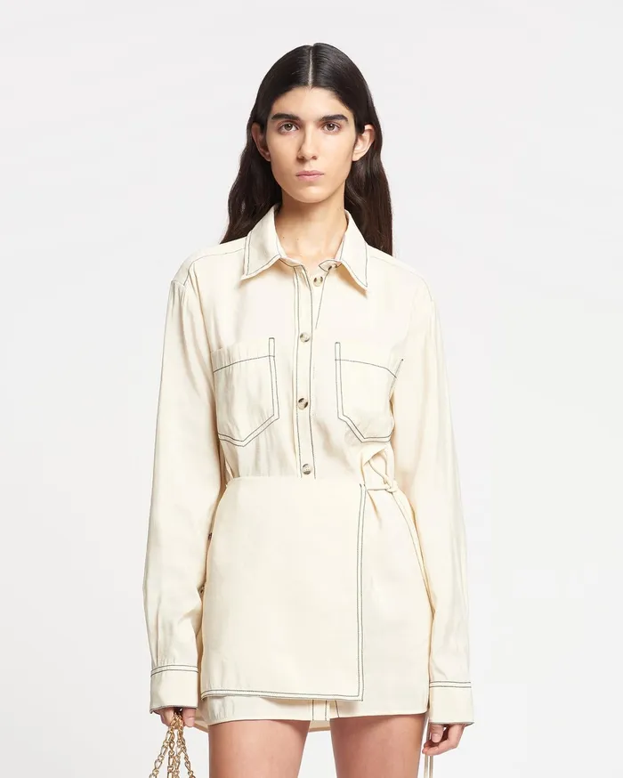 Nanushka Dresses Women Metta Glass Poplin Shirt Dress Oat