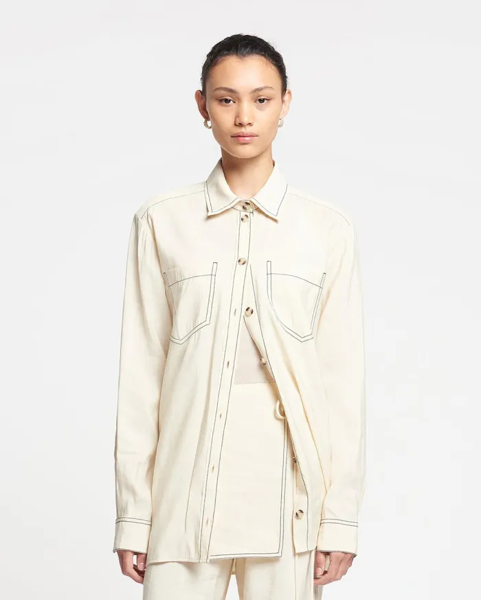 Nanushka Dresses Women Metta Glass Poplin Shirt Dress Oat
