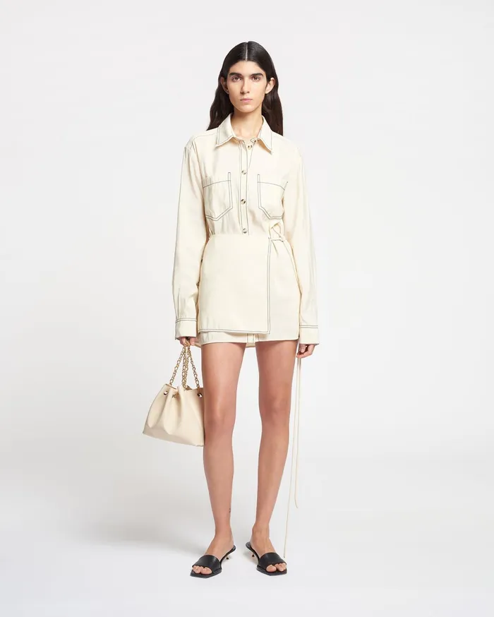 Nanushka Dresses Women Metta Glass Poplin Shirt Dress Oat