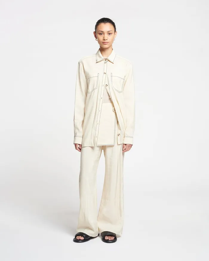Nanushka Dresses Women Metta Glass Poplin Shirt Dress Oat