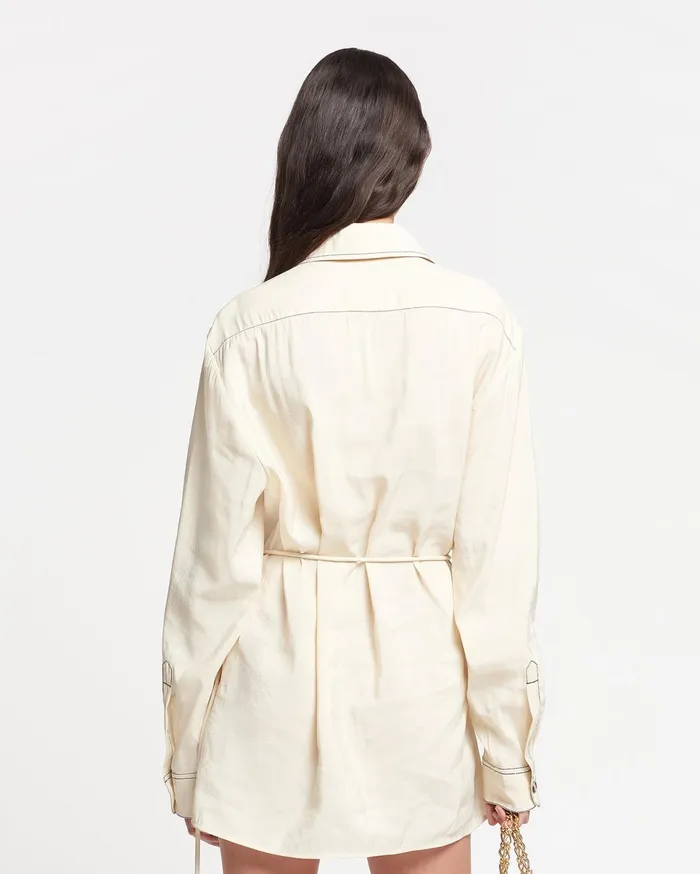 Nanushka Dresses Women Metta Glass Poplin Shirt Dress Oat