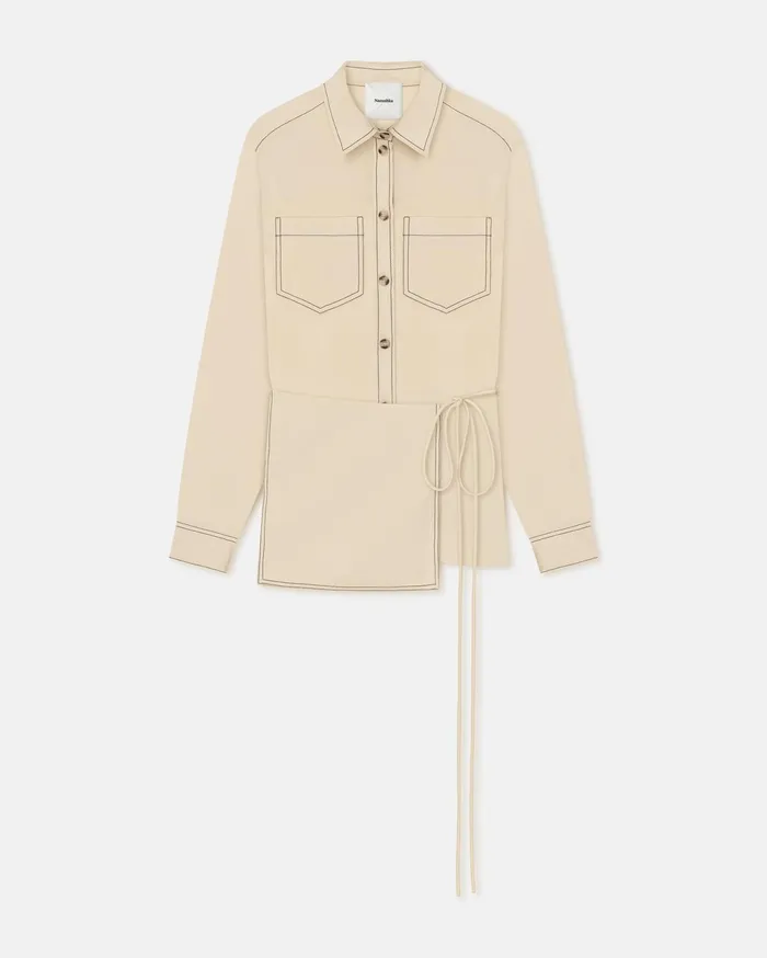 Nanushka Dresses Women Metta Glass Poplin Shirt Dress Oat