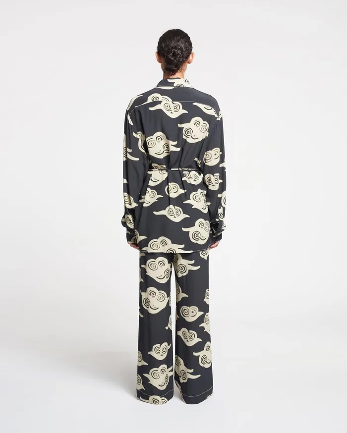 Nanushka Dresses Women Metta Printed Crepe Shirt Dress Cloud BlackCreme
