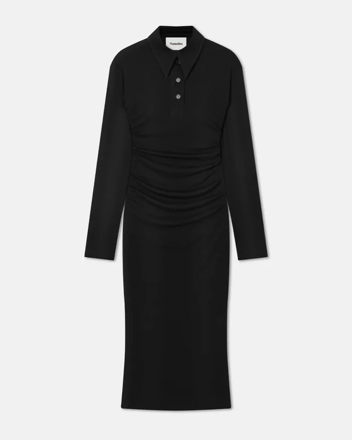 Nanushka Dresses Women Verity Mesh Jersey Shirt Dress Black