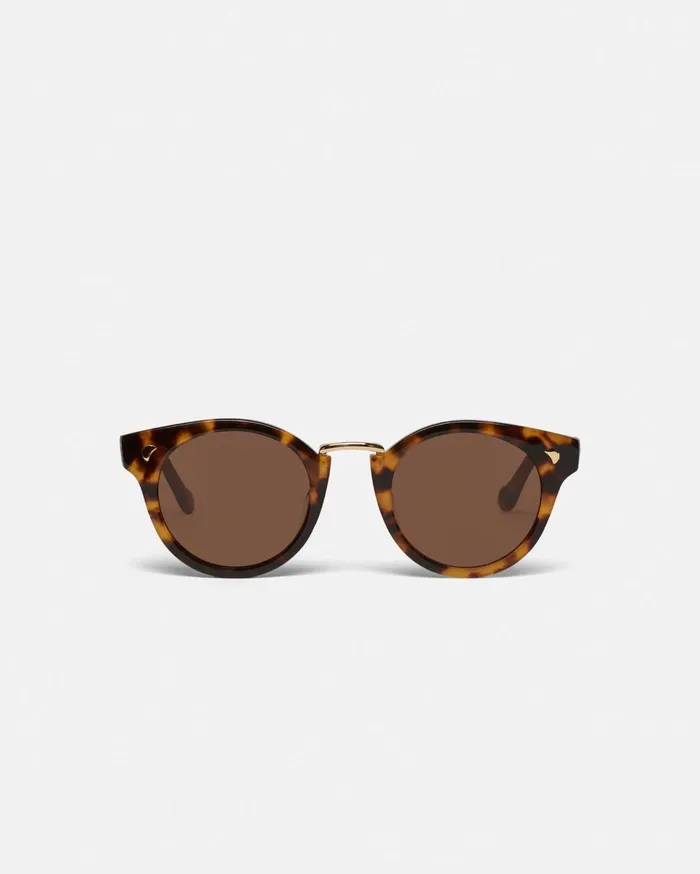 Nanushka Eyewear MenWomen Duy BioPlastic RoundFrame Sunglasses Dark Amber