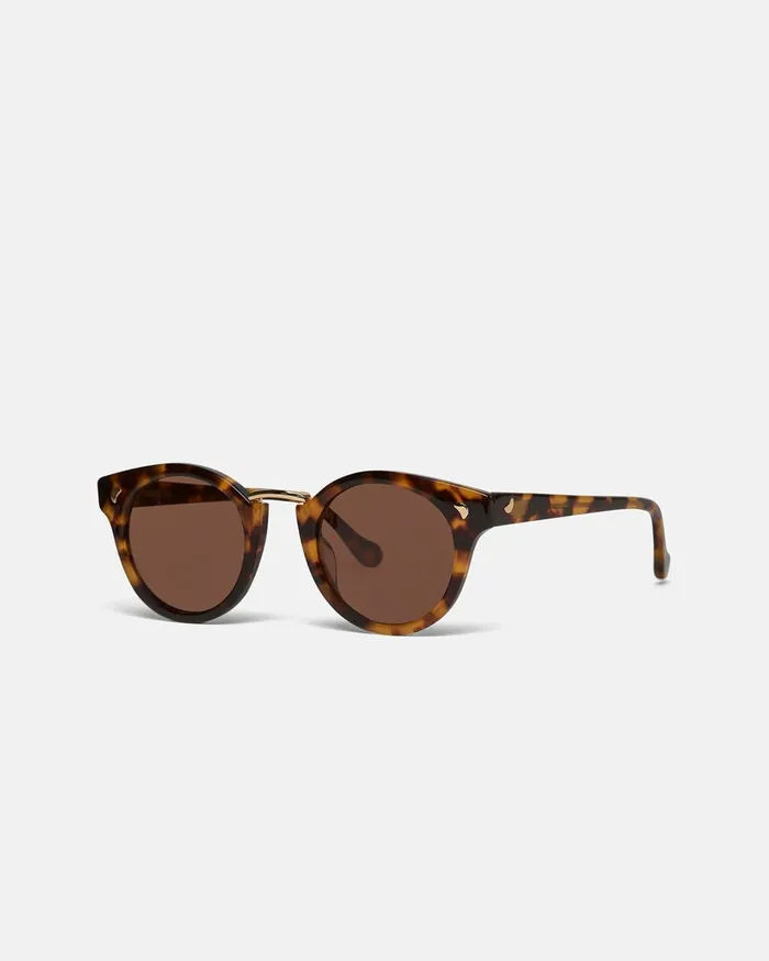 Nanushka Eyewear MenWomen Duy BioPlastic RoundFrame Sunglasses Dark Amber