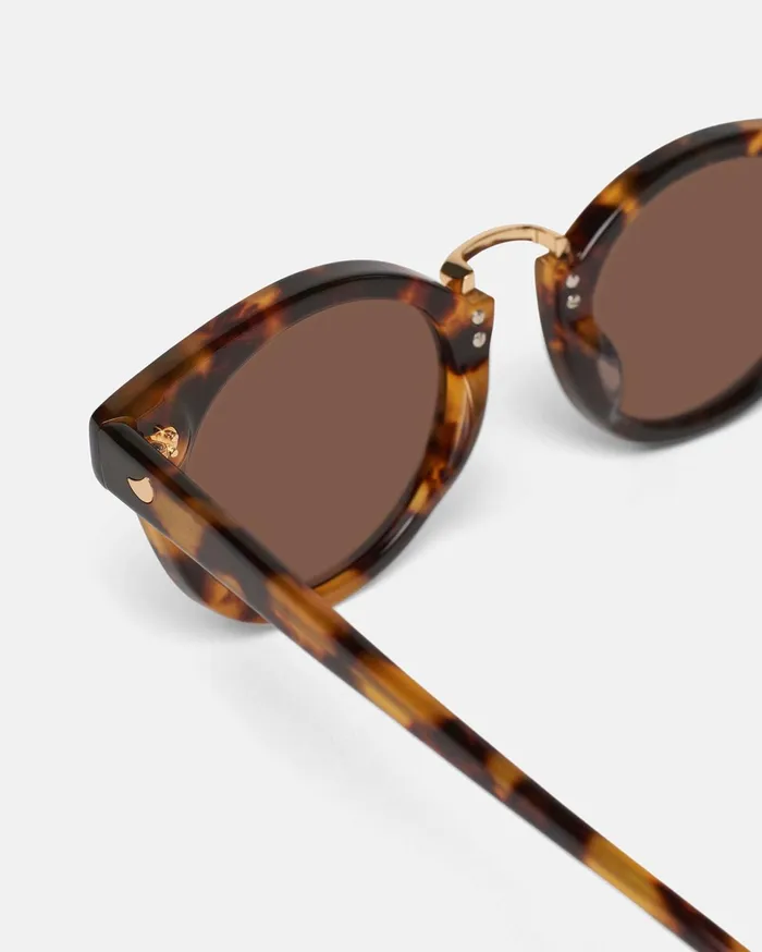 Nanushka Eyewear MenWomen Duy BioPlastic RoundFrame Sunglasses Dark Amber