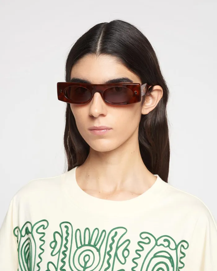 Nanushka Eyewear MenWomen Ruthie BioPlastic Visor Sunglasses Turtle