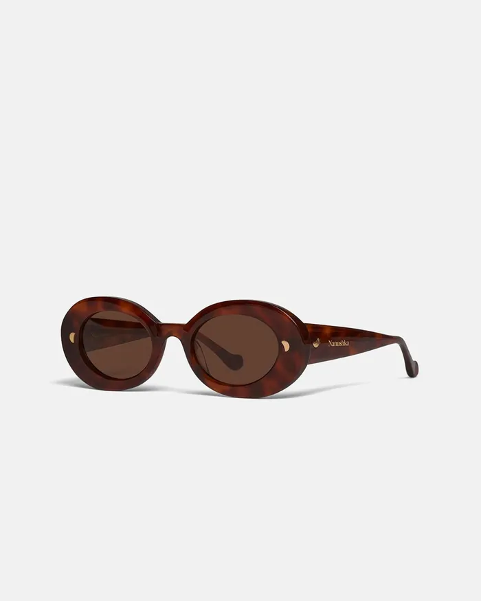 Nanushka Eyewear Women Giva BioPlastic Oval Sunglasses Light Turtle
