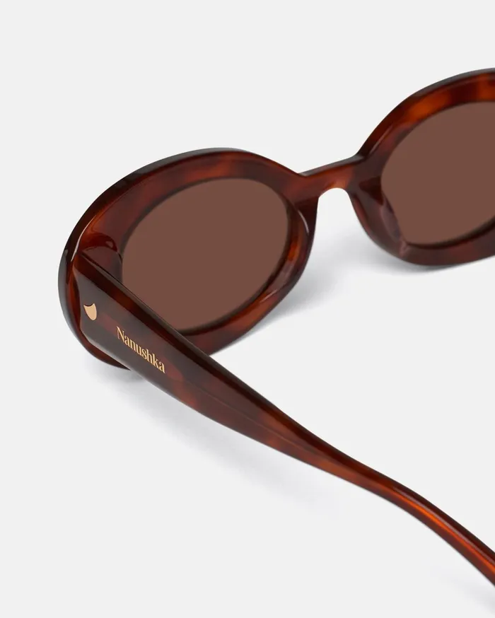 Nanushka Eyewear Women Giva BioPlastic Oval Sunglasses Light Turtle